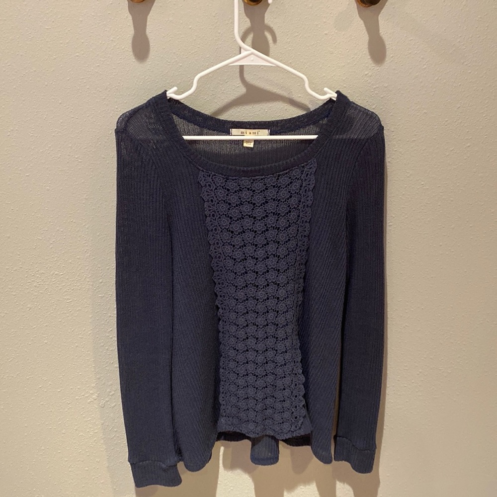 Navy Sweater with flower detail